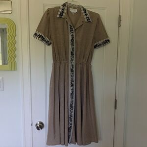 Schrader Petite vintage checker pattern vintage flowy 80's dress 10